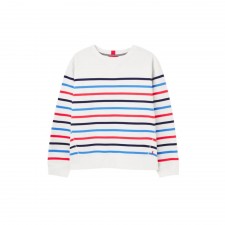 Joules Ladies Monique Crew Neck Sweatshirt in Cream Multi Stripe