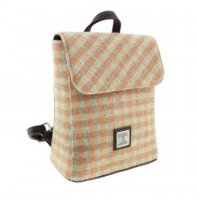 Harris Tweed 'Tummel' Mini Backpack Bag in Coral Gingham