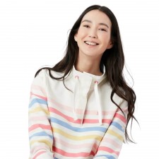 Joules Ladies Saunton Sweatshirt in Cream Strawberry Stripe  8