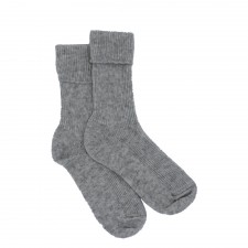 Gretna Green Ladies Light Grey Ribbed Cashmere Socks