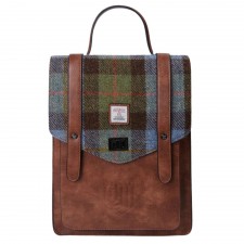 Islander Carloway Laptop Backpack with Harris Tweed in Chestnut & Blue Tartan
