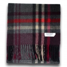Lona Scott 100% Cashmere Scarf in Grey Multi Check