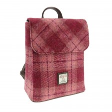 Harris Tweed 'Tummel' Mini Backpack Bag in Salmon Pink Check