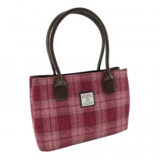 Harris Tweed 'Cassley' Tartan Classic Handbag In Salmon Pink Check