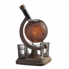 Small World Globe Whisky Decanter And 4 Shot Glasses