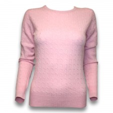 Heritage Ladies Soft Pink Cable Knit Cashmere Jumper