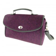 Harris Tweed Calder Satchel Bag in Burgundy Herringbone