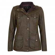 Barbour Ladies Winter Defence Wax Cotton Jacket In Olive UK 18