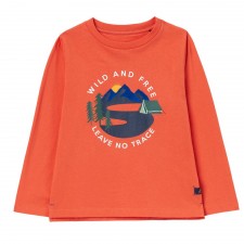 Joules Boys Finlay Artwork Jersey Top in Dark Orange