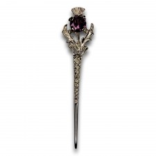 Thistle Kilt Pin in Polished Silver