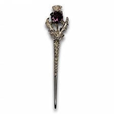 Thistle Kilt Pin in Polished Silver