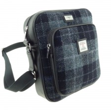 Harris Tweed 'Tay' Man Bag in Grey & Black Tartan