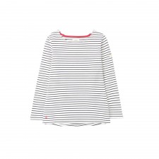 Joules Ladies Harbour Long Sleeve Jersey Top in Cream Navy Stripe