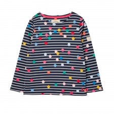 Joules Girls Harbour Long Sleeve T-Shirt In Spot Stripe - 2 Years