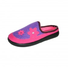 Coolers Ladies Mule Slippers in Fuchsia and Plum UK 4