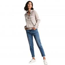 Joules Ladies Cove Button Through Chunky Jumper in Light Brown