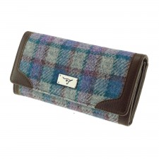 Harris Tweed 'Bute' Purse In Grey and Blue Check