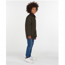 Barbour Boys Beaufort Waxed Jacket in Olive