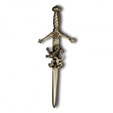 Sword with Rampant Lion Kilt Pin in Antique Silver