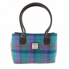 Harris Tweed 'Cassley' Tartan Classic Handbag In Green & Purple