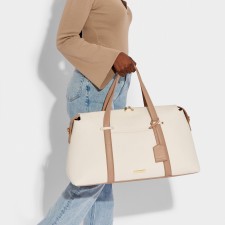 Katie Loxton Amalfi Canvas Weekend Bag in Off White & Tan