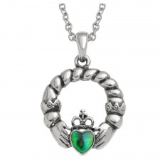 Tide Jewellery Green Paua Claddagh Necklace