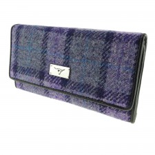 Harris Tweed 'Tiree' Purse In Bold Purple Check