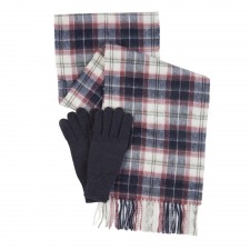 Barbour Ladies Wool Midnight Berry Check Scarf & Glove Set