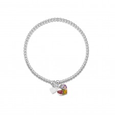 Shrieking Violet Mixed Flower Silver Bead Bracelet