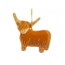 Golden Horns Highland Cow Christmas Tree Decoration