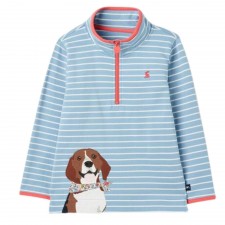 Joules Girl's Fairdale Printed Half Zip Sweatshirt in Bel Air Blue
