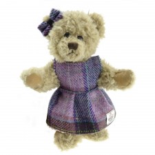 Harris Tweed Teddy Bear With Purple & Lilac Dress