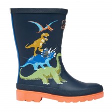 Joules Boys Printed Wellies in Dinosaur Navy