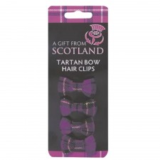 Pack of 4 Purple Tartan Bow Hair Clips