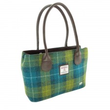 Harris Tweed 'Cassley' Tartan Classic Handbag In Sea Blue And Green Check