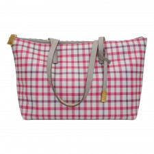 Daks Ladies Small Shopping Bag in Pink and Grey Check