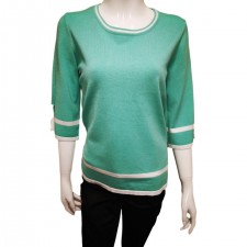 Text Ladies Crew Neck 3/4 length Jumper in Aqua