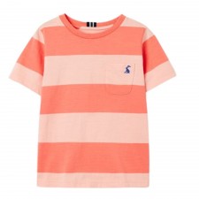 Joules Boy's Laundered Stripe T-Shirt in Peach Stripe