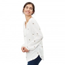 Joules Ladies ROSAMUND V Neck Woven Top in Cream Bee UK 8