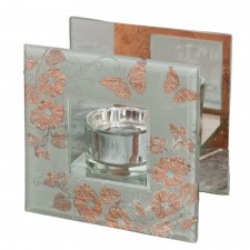 Sophia Glass and Rose Gold Tealight Holder