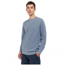 Barbour Fleming Knitted Crew Neck Jumper in Washed Blue