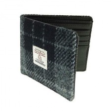 Harris Tweed Mull Tartan Wallet In  Grey And Black Tartan