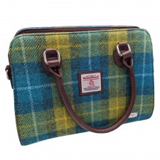 Harris Tweed Midi Tote Bag Findhorn in Sea Blue And Green Tartan