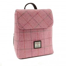 Harris Tweed 'Tummel' Mini Backpack Bag in Bright Pink Check