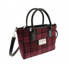 Harris Tweed 'Brora' Small Tote Bag In Raspberry Check