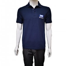 Mens Navy Saltire Scotland Embroidered Polo Shirt