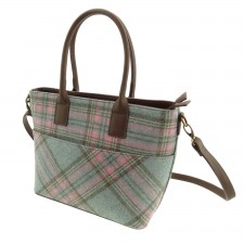 Abraham Moon 'Loxley' Large Tweed Tote Bag in Aqua Pink