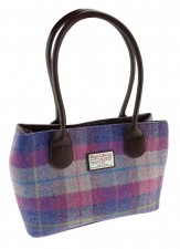 Harris Tweed 'Cassley' Tartan Classic Handbag In Muted Pink