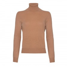 Lona Scott Ladies Roll Neck Cashmere Jumper in Camel UK M