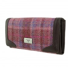 Harris Tweed 'Bute' Purse In Pink Check